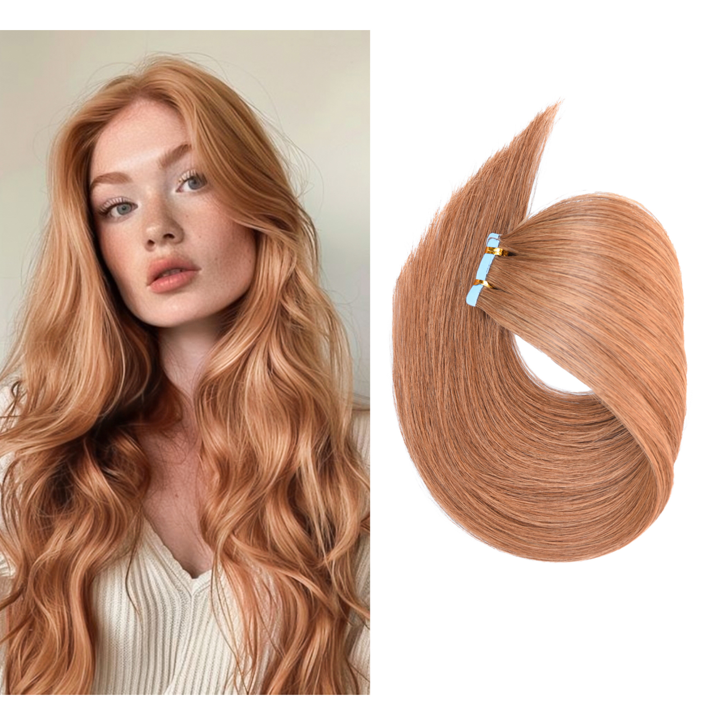 Meiverah Tape In Hair Extensions 20Pcs/50g Tape Ins Natural Remy Human Hair (#30)