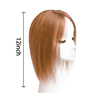 Meiverah Real Human Hair Swiss Mono Base Half Hand-tied Topper NO Bangs-Clip-In Thick Hairpiece for Women  (#30 Copper Red)