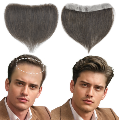 Meiverah Hair Frontal Hairpiece for Men Hair Extension Hairline Loss Straight Tape in Human Hair Toppers Replacement Toupee （#4）