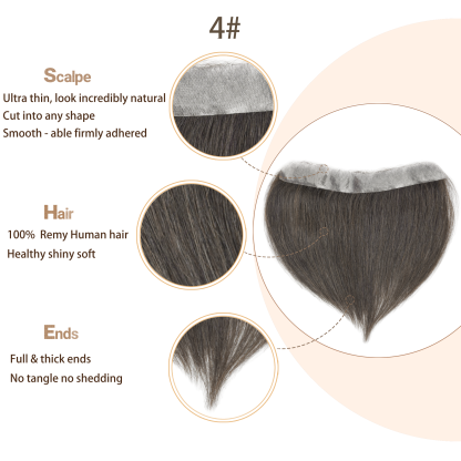 Meiverah Hair Frontal Hairpiece for Men Hair Extension Hairline Loss Straight Tape in Human Hair Toppers Replacement Toupee （#4）