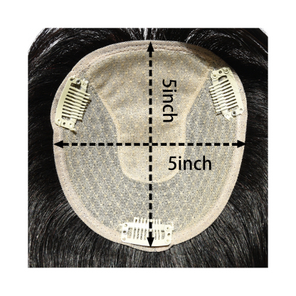 Meiverah Hair Real Human Hair Topper with Bangs - Clip-In Thick Silk Base Hairpiece for Women (Natural Black/16 inch)