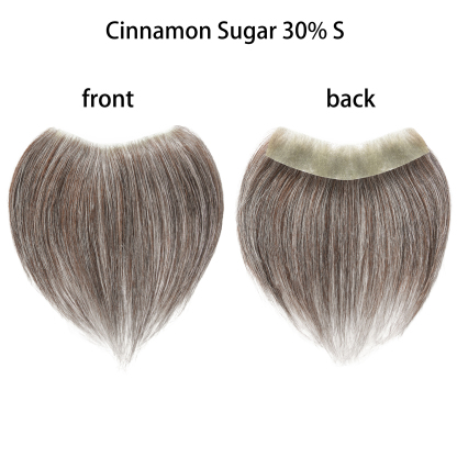 Meiverah Hair Frontal Hairpiece for Men Natural Black Hair Extension Hairline Loss Straight Tape in Human Hair Toppers Replacement Toupee （30% Gray-Cinnamon Sugar）