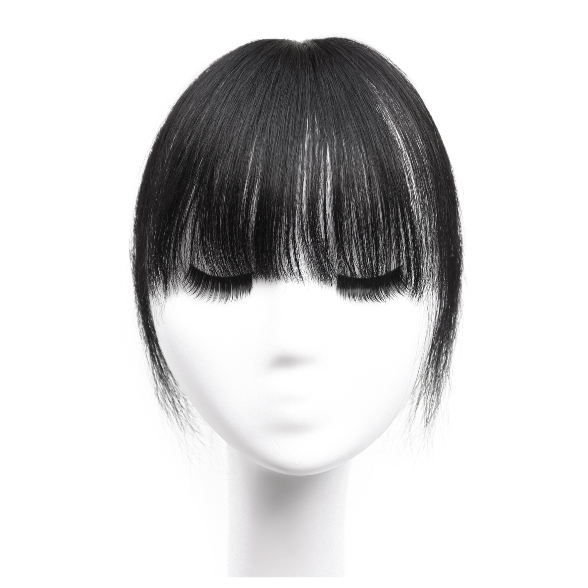Meiverah Hair Clip in Bangs Real Human Hair with high cranial top for volume Light and airy French bangs for women Clip On Air Bangs for Daily Wear (1B Natural Black)