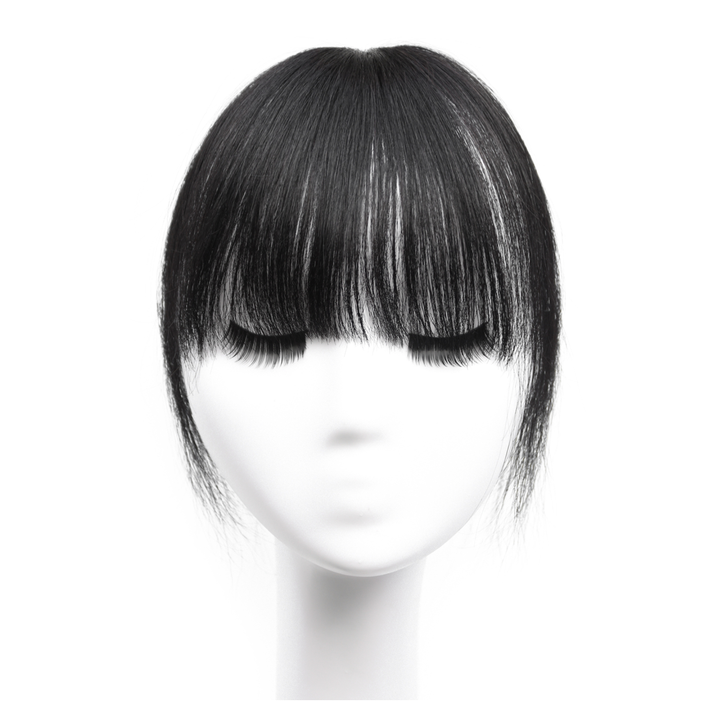Meiverah Hair Clip in Bangs Real Human Hair with high cranial top for volume Light and airy French bangs for women Clip On Air Bangs for Daily Wear (1B Natural Black)