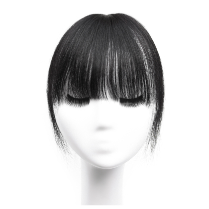 Meiverah Hair Clip in Bangs Real Human Hair with high cranial top for volume Light and airy French bangs for women Clip On Air Bangs for Daily Wear (1B Natural Black)