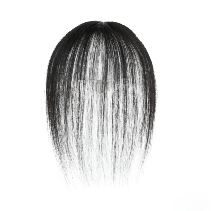 Meiverah Hair Clip in Bangs Real Human Hair with high cranial top for volume Light and airy French bangs for women Clip On Air Bangs for Daily Wear (1B Natural Black)