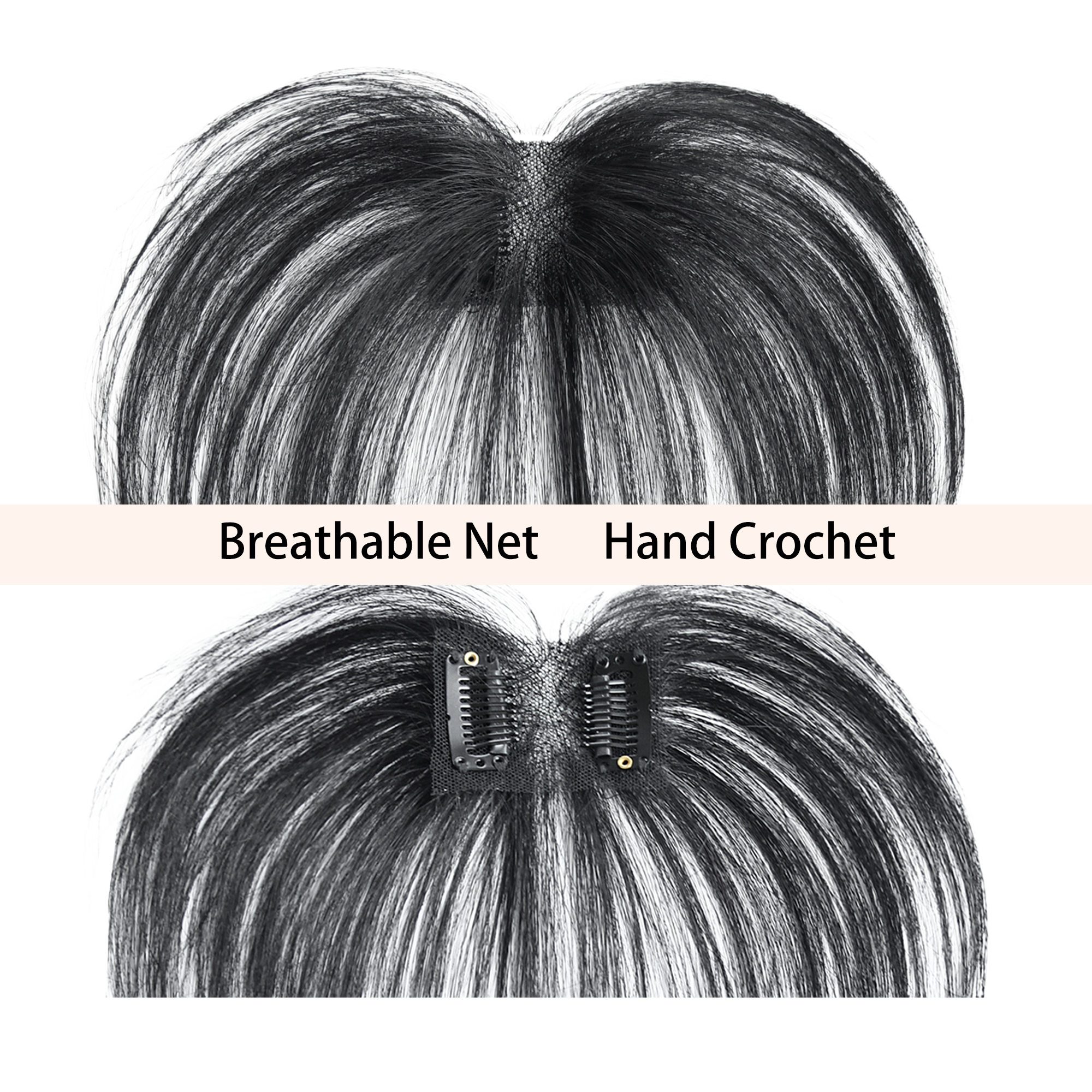 Meiverah Hair Clip in Bangs Clip In Hair Extensions 100% Baby Hair Human Hand Made Natural Forehead Patch No Trace Patch Hairline for Women(Natural Black)