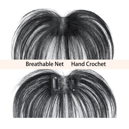 Meiverah Hair Clip in Bangs Clip In Hair Extensions 100% Baby Hair Human Hand Made Natural Forehead Patch No Trace Patch Hairline for Women(Natural Black)