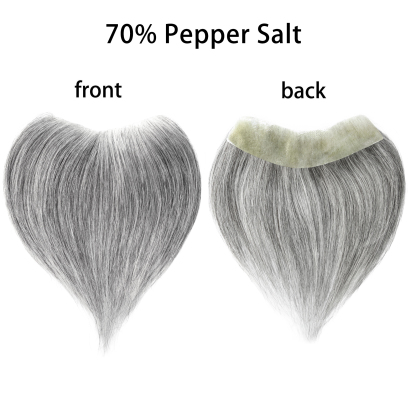 Meiverah Hair Frontal Hairpiece for Men Natural Black Hair Extension Hairline Loss Straight Tape in Human Hair Toppers Replacement Toupee （Pepper Salt）