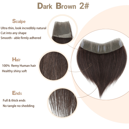 Meiverah Hair Frontal Hairpiece for Women Natural Black Hair Extension Hairline Loss Straight Tape in Human Hair Toppers Replacement Toupee (Dark Brown)