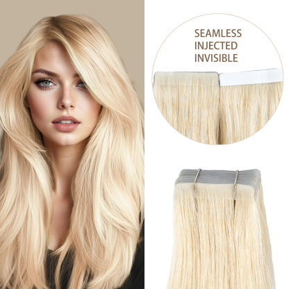 Meiverah Seamless Injected Hand-Tied Tape In Hair Extensions 20 Pcs/50 g Virgin Human Hair (#613)