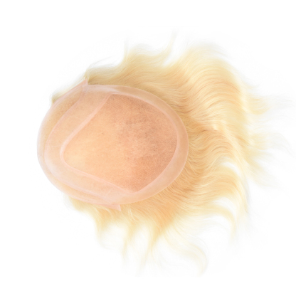 Meiverah Natural-Looking Handmade Full Hand-tied PU Mono Lace Men's Toupee -（613#，wavy）