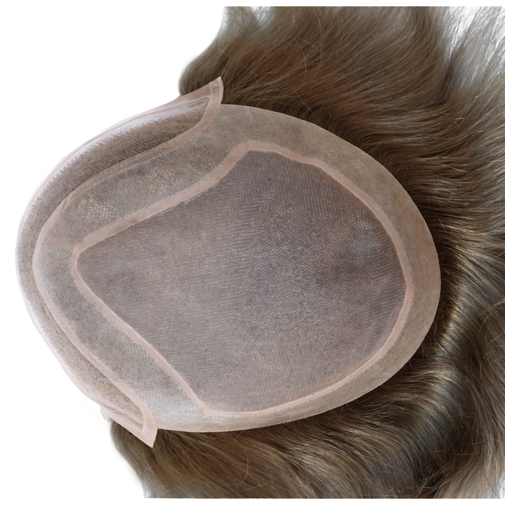 Meiverah Natural-Looking Handmade Full Hand-tied PU Mono Lace Men's Toupee -（7#，wavy）