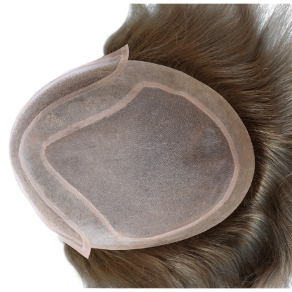 Meiverah Natural-Looking Handmade Full Hand-tied PU Mono Lace Men's Toupee -（7#，wavy）