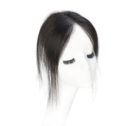 Meiverah Hair Clip in Bangs Clip In Hair Extensions 100% Baby Hair Human Hand Made Natural Forehead Patch No Trace Patch Hairline for Women(Natural Black)
