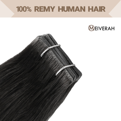 Meiverah Seamless Injected Hand-Tied Tape In Hair Extensions 20 Pcs/50 g Virgin Human Hair (#1)