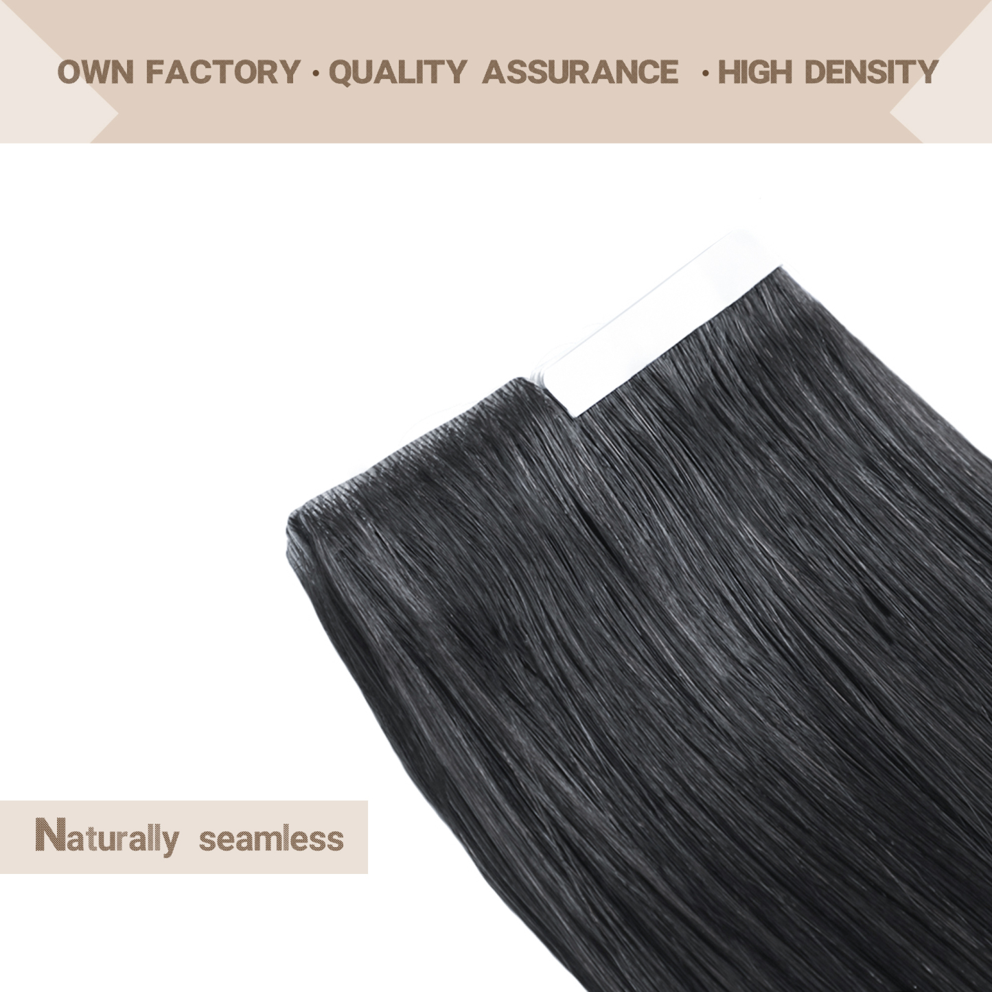 Meiverah Seamless Injected Hand-Tied Tape In Hair Extensions 20 Pcs/50 g Virgin Human Hair (#1)