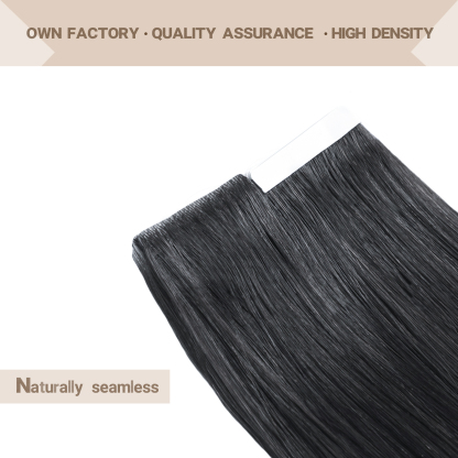 Meiverah Seamless Injected Hand-Tied Tape In Hair Extensions 20 Pcs/50 g Virgin Human Hair (#1)