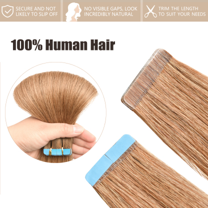 Meiverah Tape In Hair Extensions 20Pcs/50g Tape Ins Natural Remy Human Hair (#10)