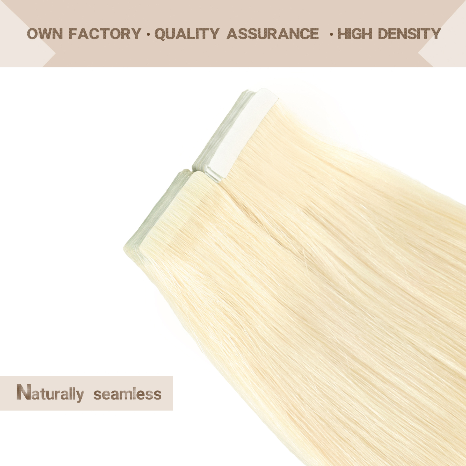 Meiverah Seamless Injected Hand-Tied Tape In Hair Extensions 20 Pcs/50 g Virgin Human Hair (#60)