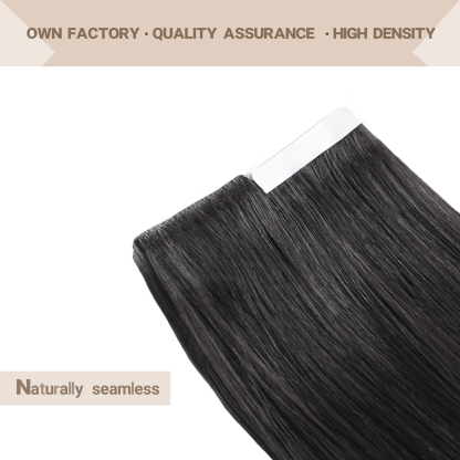 Meiverah Seamless Injected Hand-Tied Tape In Hair Extensions 20 Pcs/50 g Virgin Human Hair (#1B)