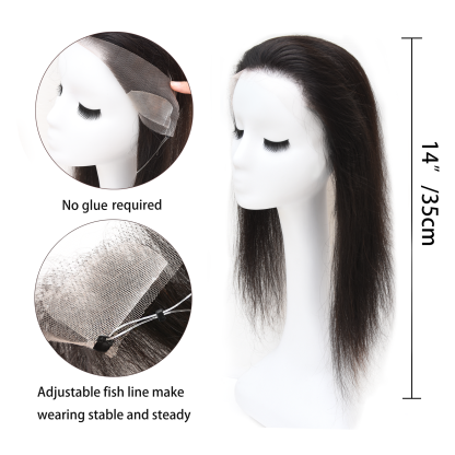 Meiverah Fish-line Hand-tied Hairline Hair Extension, Secure & Sterdy No Glue Apply (1B, Natural Black)