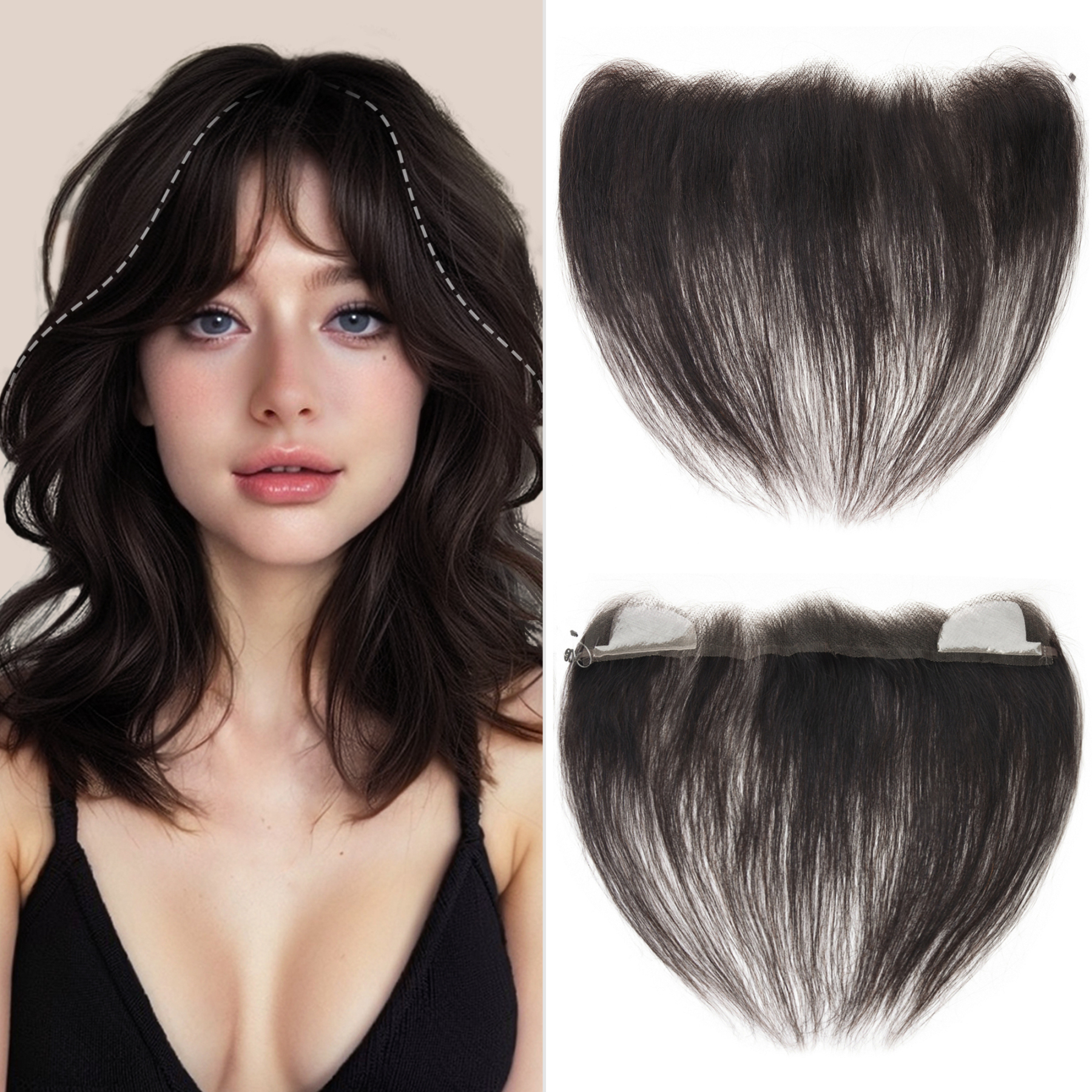 Meiverah Fishing Line Hand-Tied Mono Base Women's Hair System - Breathable, Realistic Hairline & Natural-Looking Hair Replacement（1B）