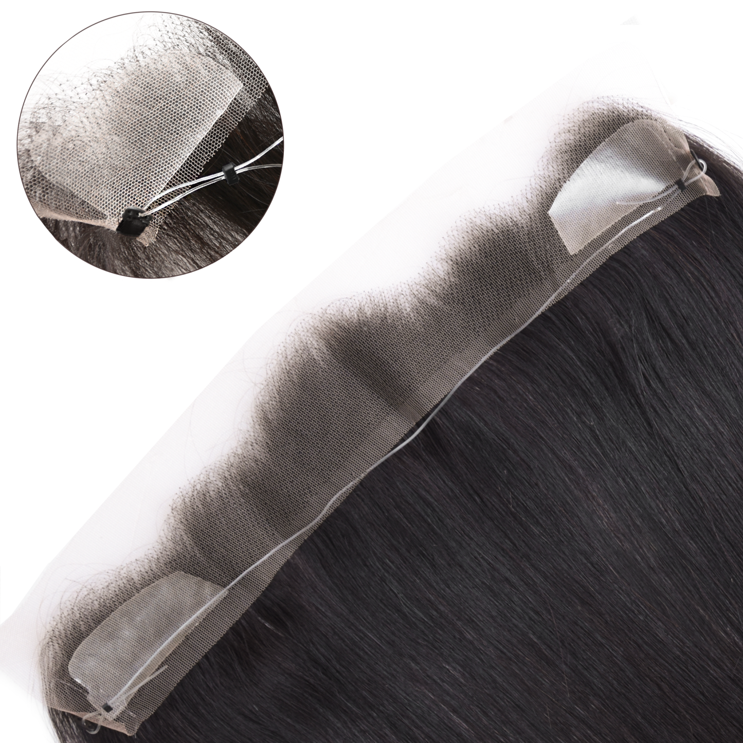 Meiverah Fishing Line Hand-Tied Mono Base Men's Hair System - Breathable, Realistic Hairline & Natural-Looking Hair Replacement（1B）