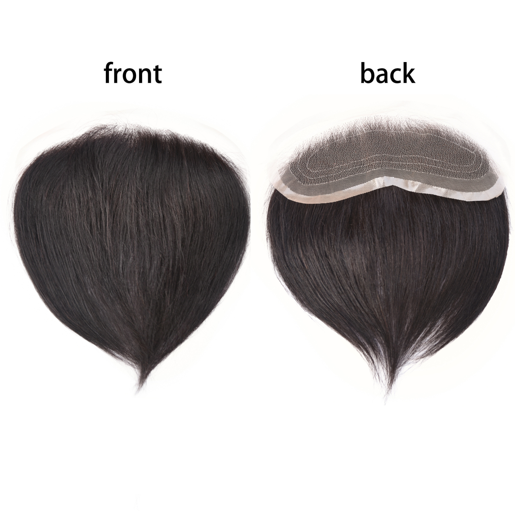 Meiverah Hair Frontal Hairpiece for Men Hand-tied Mono Base Hairline Human Hair Toppers Replacement Toupee（1B#)