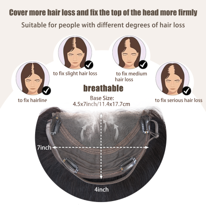 Meiverah Natural-Looking Handmade Hand-tied Mono Swiss Lace NO Bangs Clip-In Women Toupee -（1B#）