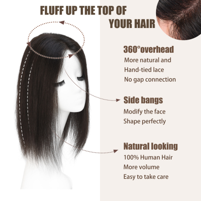 Meiverah Natural-Looking Handmade Full Hand-tied PU Mono Lace NO Bangs Clip-In Women Toupee -（1B#）