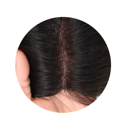 Meiverah Natural-Looking Handmade Full Hand-tied PU Mono Lace NO Bangs Clip-In Women Toupee -（1B#）