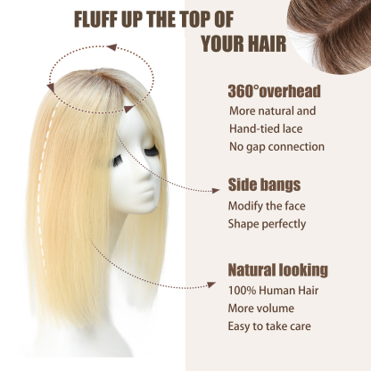 Meiverah Natural-Looking Handmade Full Hand-tied PU Mono Lace NO Bangs Clip-In Women Toupee -（613BC#）