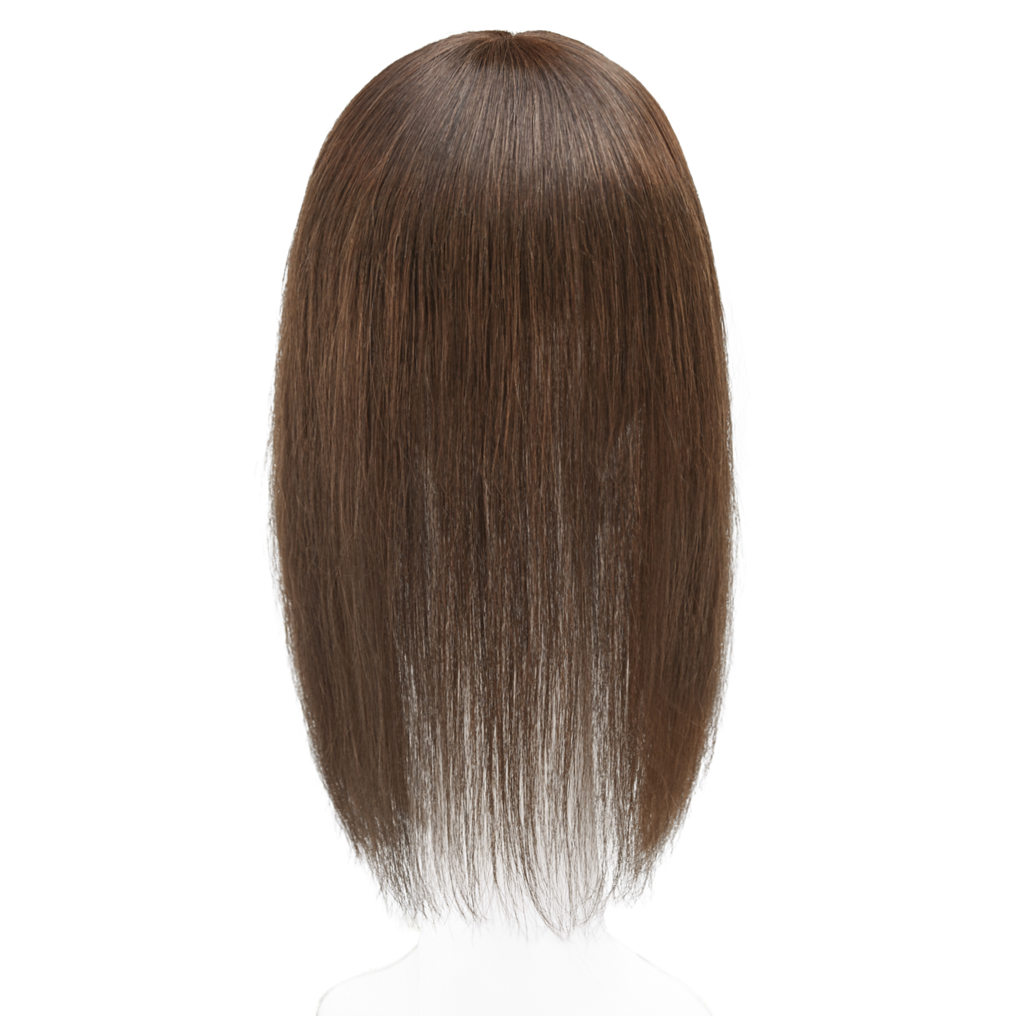 Meiverah Real Human Hair Full Hand-tied Swiss Mono Base Topper NO Bangs  Clip-In Thick Hairpiece for Women (#2 Medium Brown )