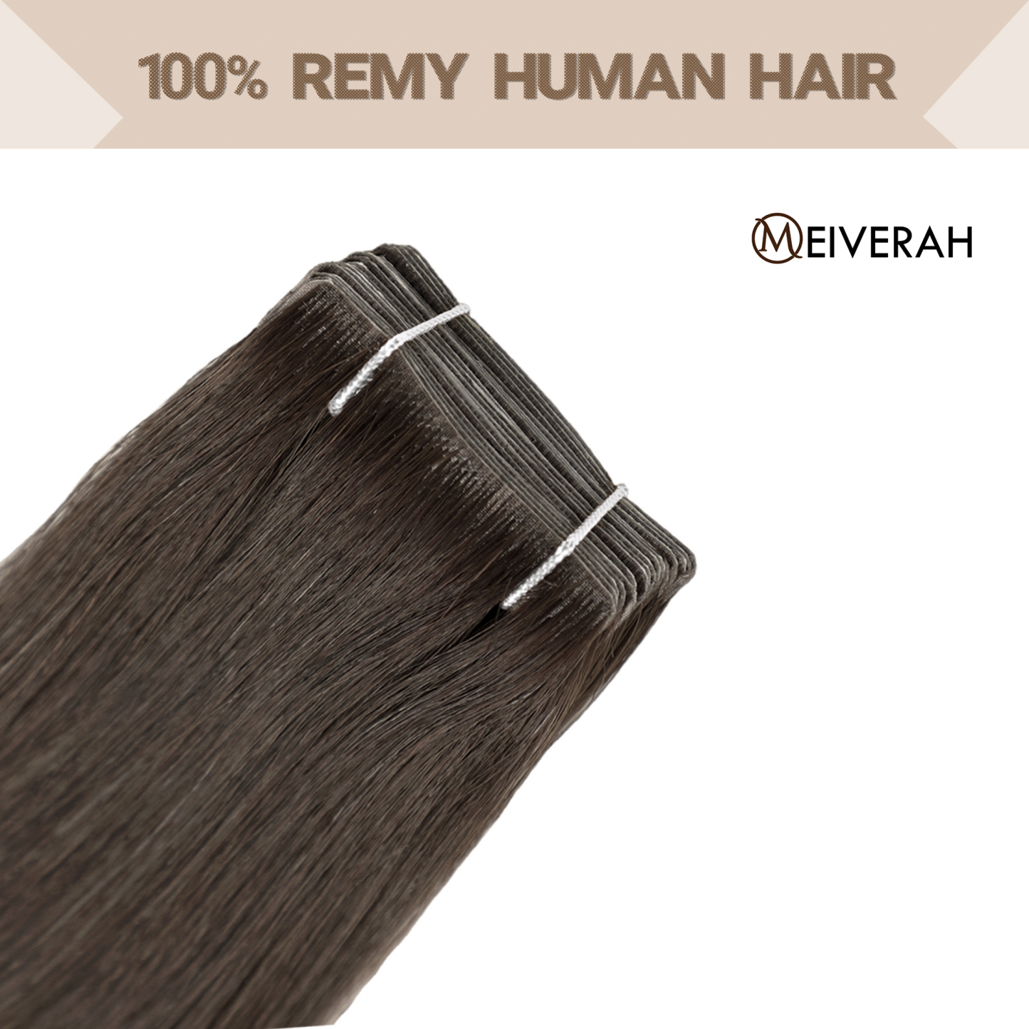 Meiverah Seamless Injected Hand-Tied Tape In Hair Extensions 20 Pcs/50 g Virgin Human Hair (#2)