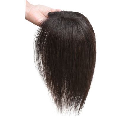 Meiverah Hair Real Human Hair Topper NO Bangs - Swiss Mono Base Hand-tied Clip-In Thick Hairpiece for Women (Dark Brown 2# )