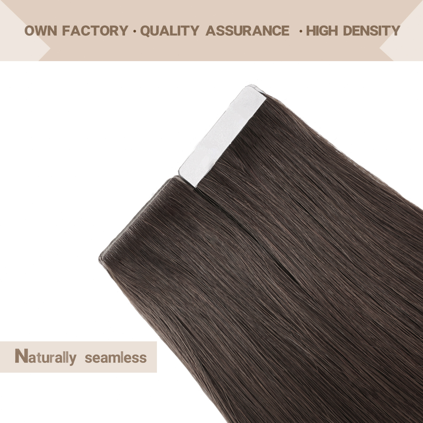 Meiverah Seamless Injected Hand-Tied Tape In Hair Extensions 20 Pcs/50 g Virgin Human Hair (#2)