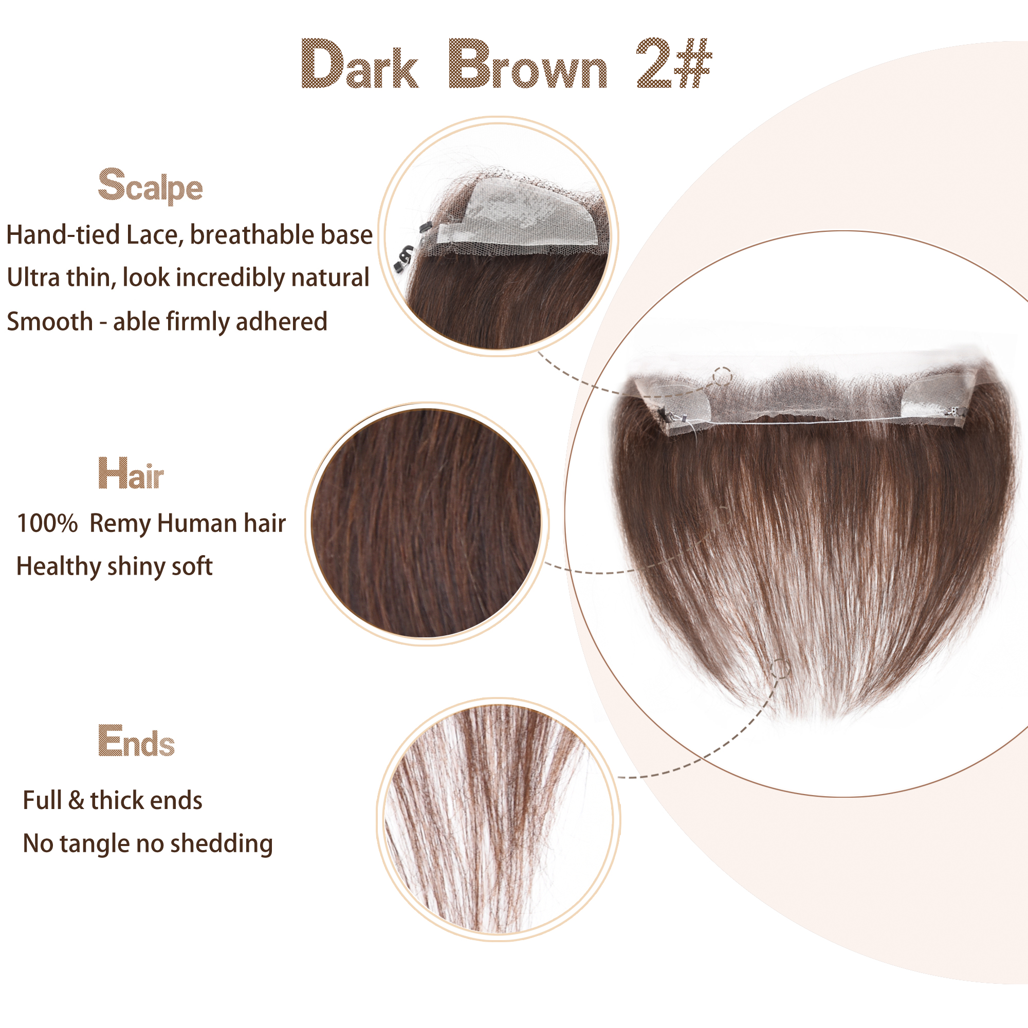 Meiverah Fishing Line Hand-Tied Mono Base Women's Hair System - Breathable, Realistic Hairline & Natural-Looking Hair Replacement（2#）