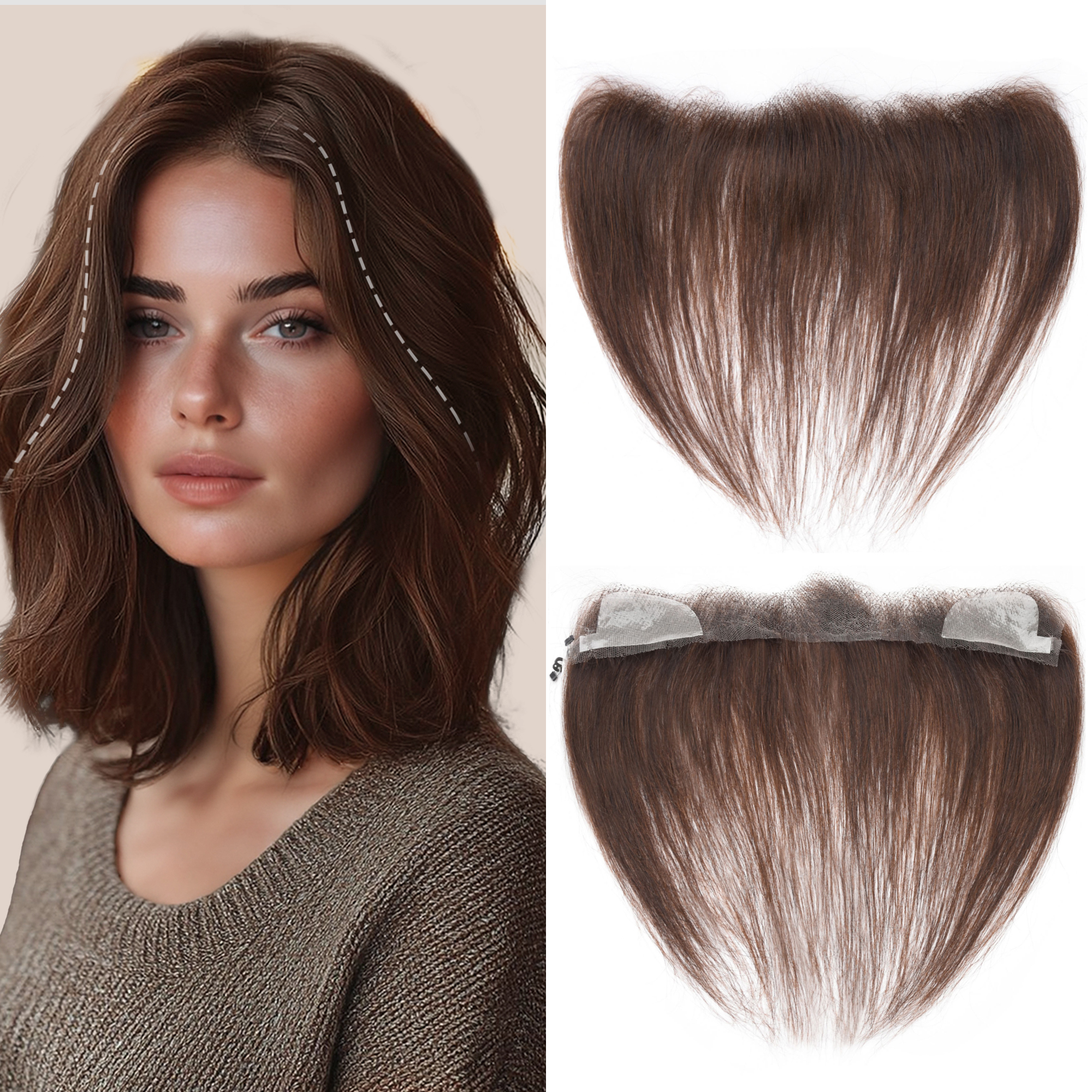 Meiverah Fishing Line Hand-Tied Mono Base Women's Hair System - Breathable, Realistic Hairline & Natural-Looking Hair Replacement（2#）