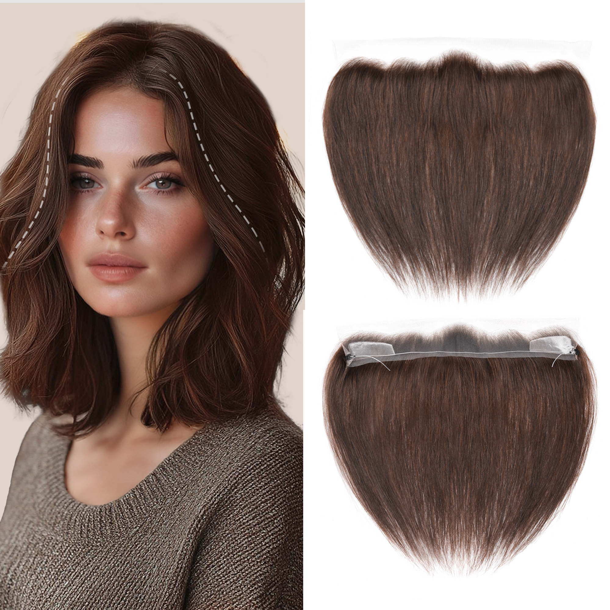 Meiverah Fishing Line Hand-Tied Mono Base Women's Hair System - Breathable, Realistic Hairline & Natural-Looking Hair Replacement（2#）