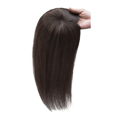 Meiverah Real Human Hair Full Hand-tied Mono Base Topper NO Bangs  Clip-In Thick Hairpiece for Women (#2 )