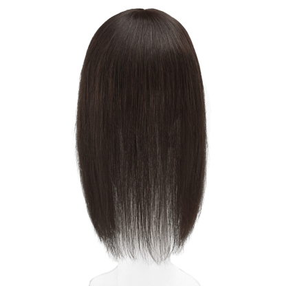 Meiverah Real Human Hair Full Hand-tied Mono Base Topper NO Bangs  Clip-In Thick Hairpiece for Women (#2 )