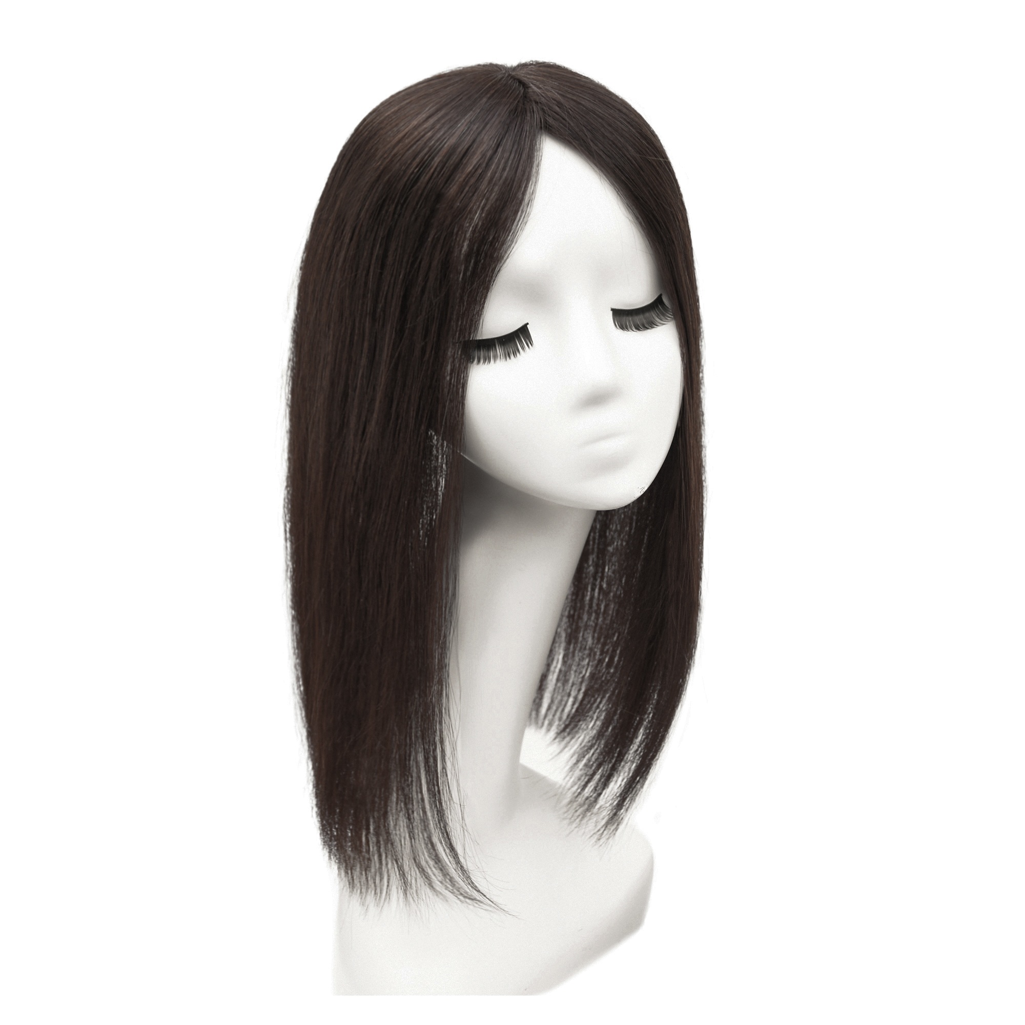 Meiverah Real Human Hair Full Hand-tied Mono Base Topper NO Bangs  Clip-In Thick Hairpiece for Women (#2 )