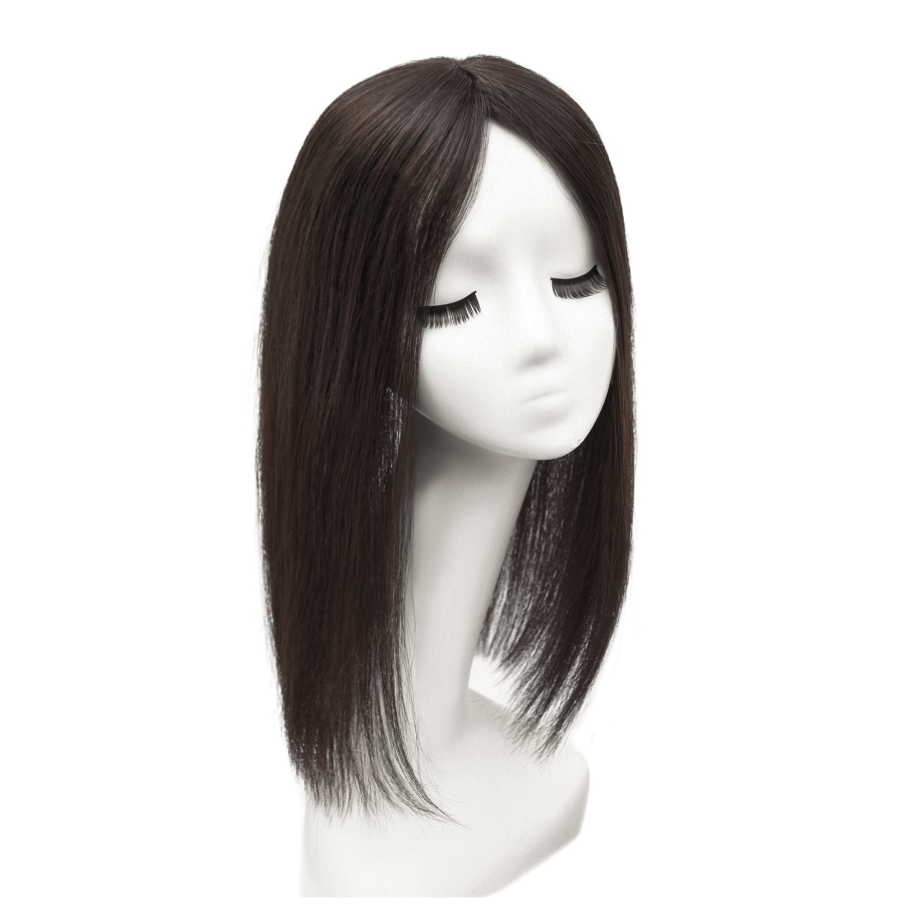 Meiverah Real Human Hair Full Hand-tied Mono Base Topper NO Bangs  Clip-In Thick Hairpiece for Women (#2 )