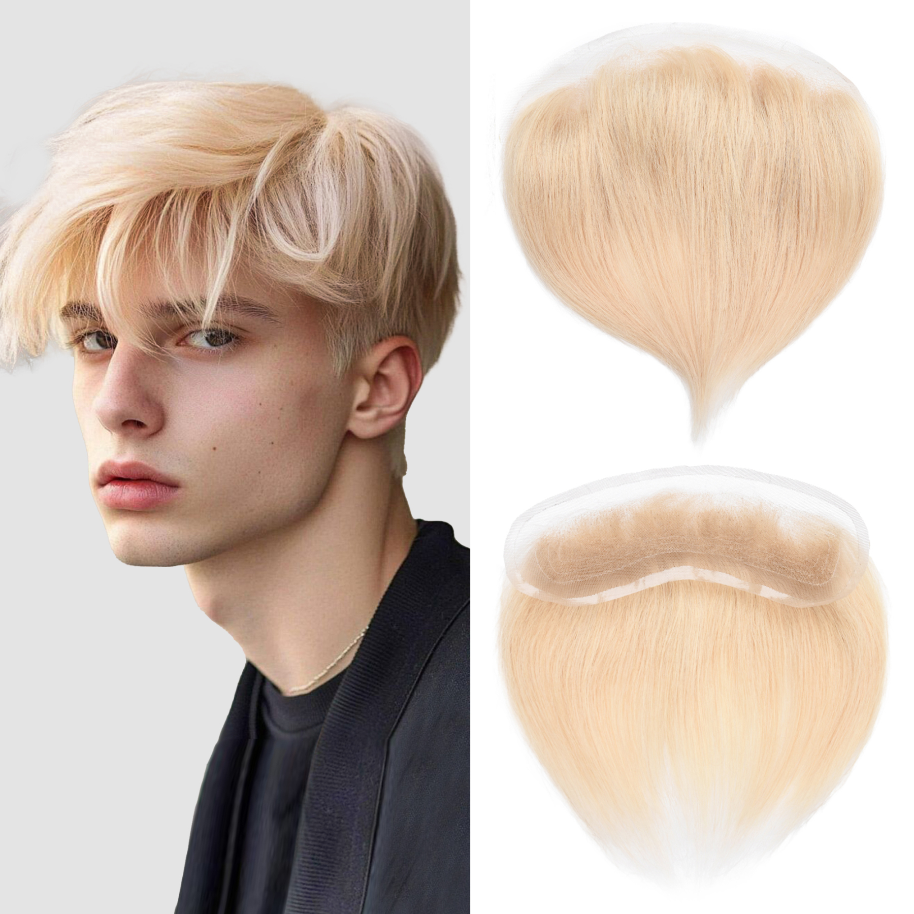 Meiverah Hair Frontal Hairpiece for Men Hand-tied Mono Base Hairline Human Hair Toppers Replacement Toupee（22#)