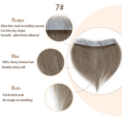 Meiverah Hair Frontal Hairpiece for Men Hair Extension Hairline Loss Straight Tape in Human Hair Toppers Replacement Toupee （#7）