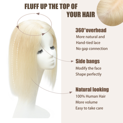 Meiverah Natural-Looking Handmade Full Hand-tied PU Mono Lace NO Bangs Clip-In Women Toupee -（613#）