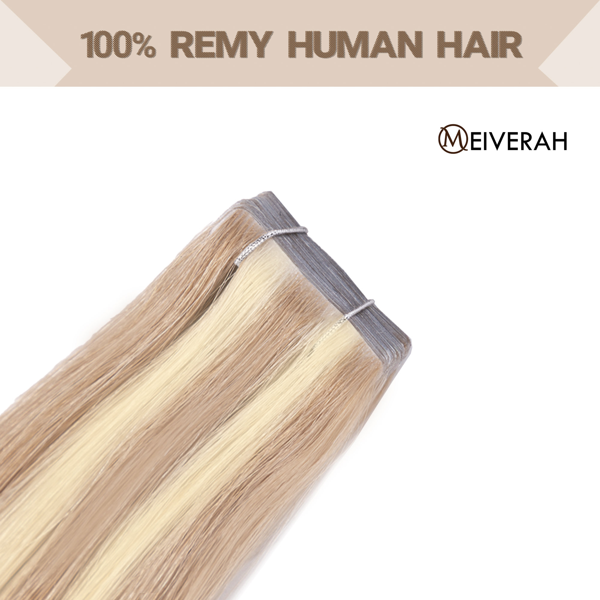 Meiverah Seamless Injected Hand-Tied Tape In Hair Extensions 20 Pcs/50 g Virgin Human Hair (#P27/613)