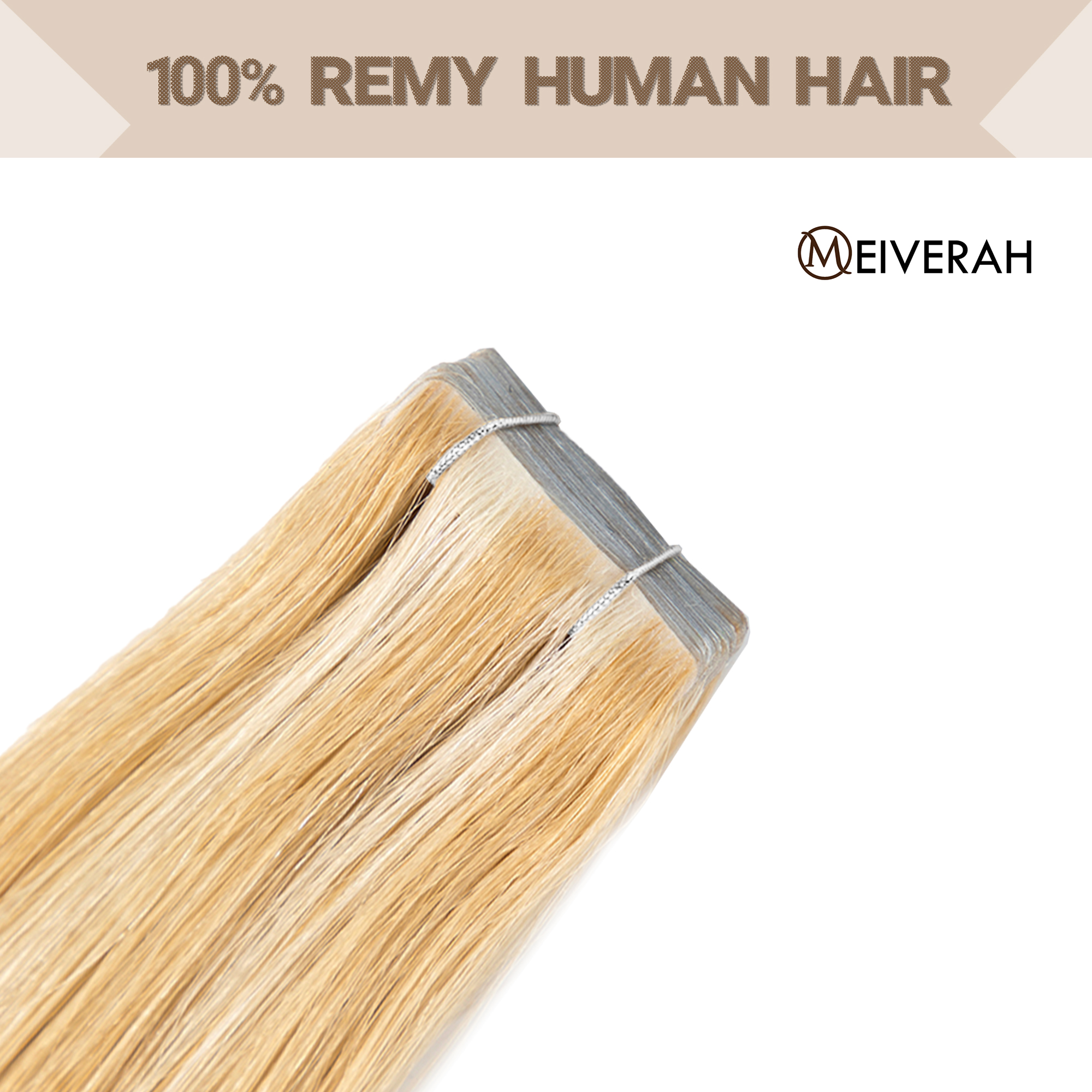 Meiverah Seamless Injected Hand-Tied Tape In Hair Extensions 20 Pcs/50 g Virgin Human Hair (P27/613)