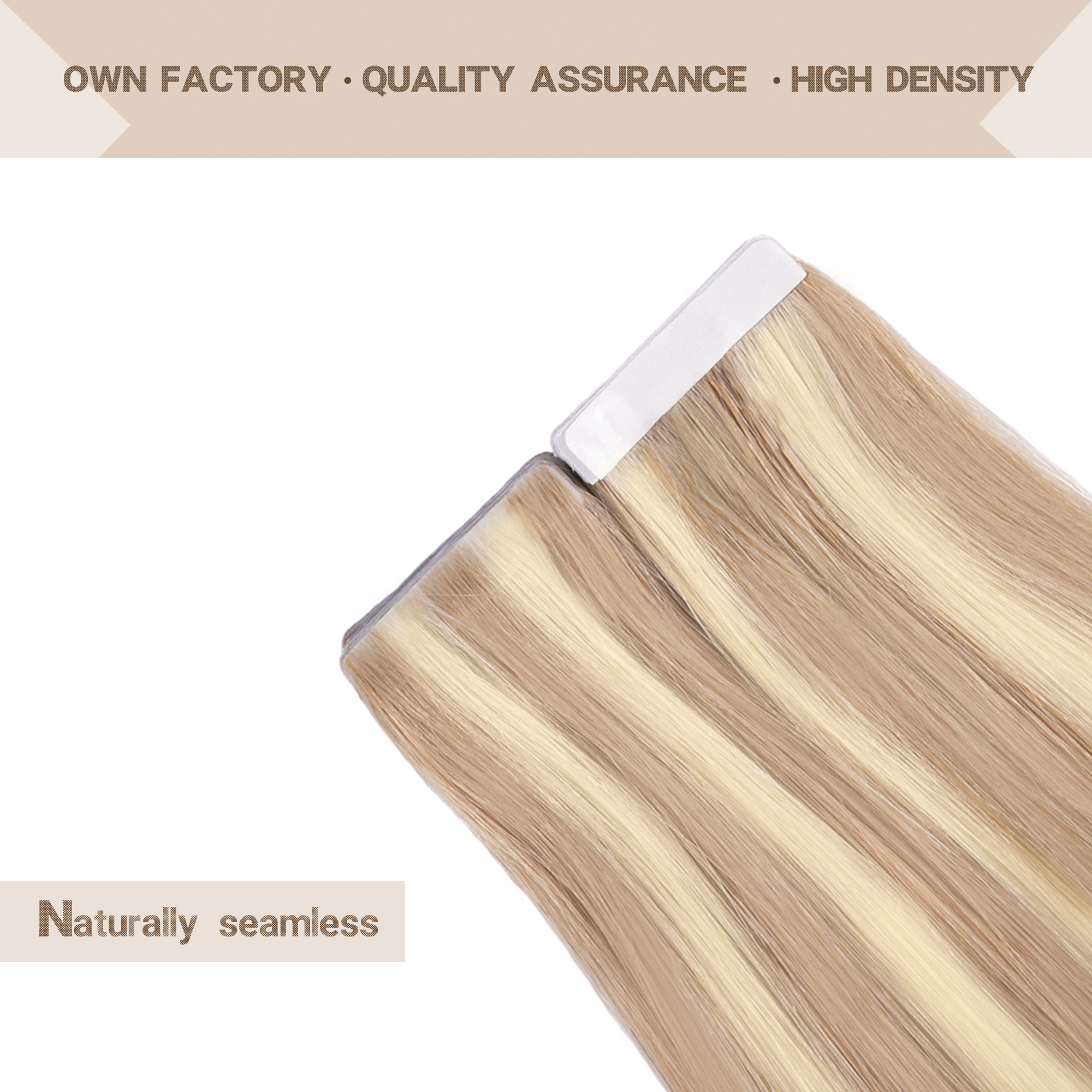 Meiverah Seamless Injected Hand-Tied Tape In Hair Extensions 20 Pcs/50 g Virgin Human Hair (#P27/613)